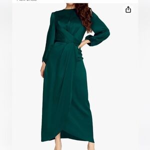 Women's Elegant Empire Waist Long Sleeve Satin
Maxi Dress new